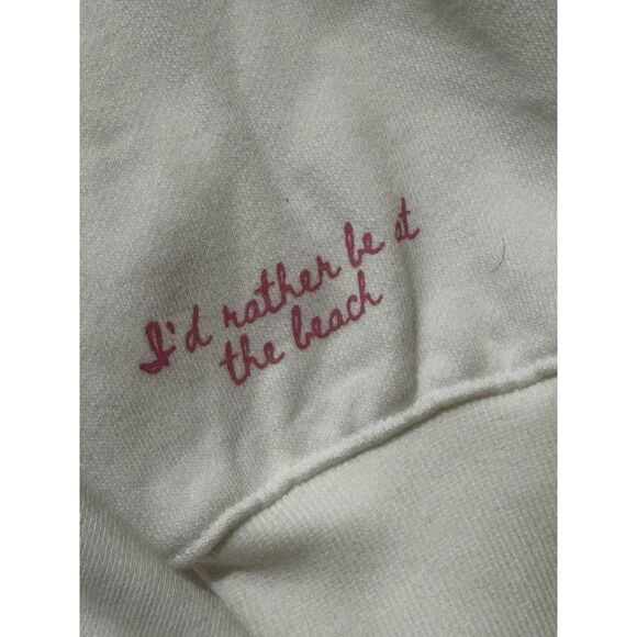 Women’s S Wild Fable French Terry CROP I’d Rather Be At The Beach Sweatshirt NWT - Picture 3 of 3